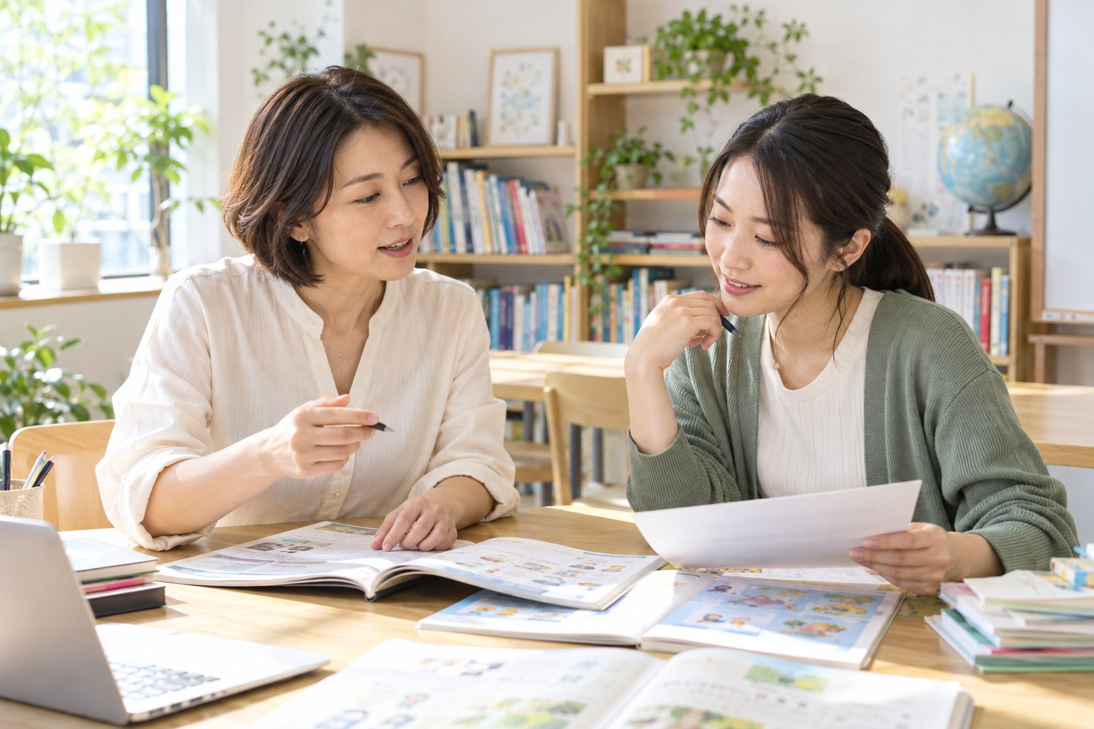 スクール運営の打ち合わせを描いたAI生成イメージ